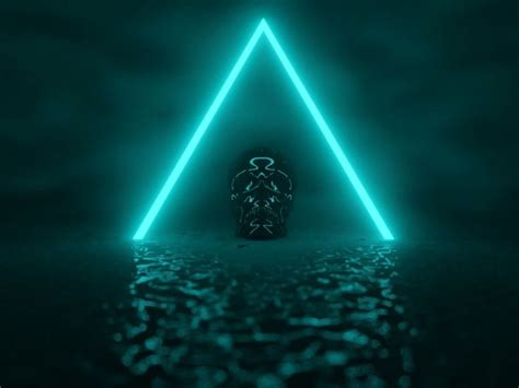 Skull Neon Triangle Glow Dark Background Png Free Png Images