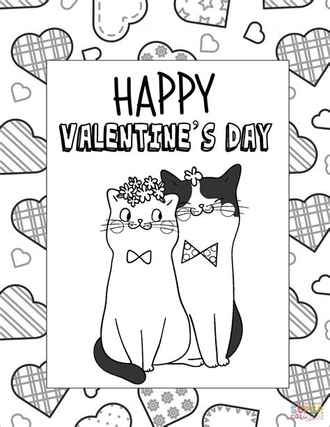 Happy Valentine's Day Card coloring page | Free Printable Coloring Pages