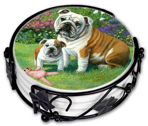 English Bulldog Ts For Dog Lovers Bulldog Ceramic Coaster Set