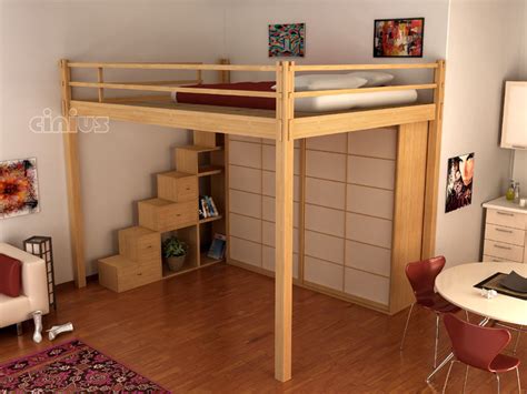 Il letto matrimoniale soppalcato è pratico, adattandosi anche a stanze normali, perché è alto soltanto un metro. Soppalco Yen di Cinius: ad altezza fissa