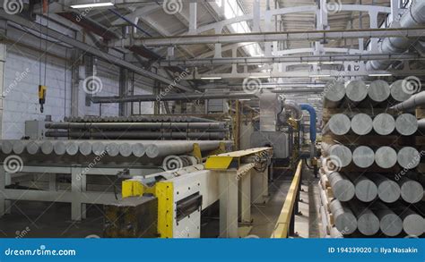 Aluminium Extrusion Production Line Factory Warehouse Stock Photo