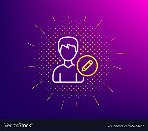 Edit User Line Icon Male Profile Sign Royalty Free Vector