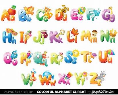 Alphabet Clip Clipart Illustrated Letters Digital Cliparts