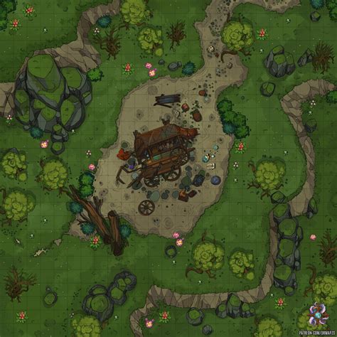 Oc Art Abandoned Wagon Battle Map 25x25 Rdnd