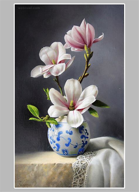 25 Hyper Realistic Flower Paintings By Belgium Artist