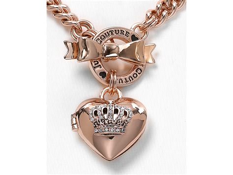 Juicy Couture Bow Toggle Heart Crown Necklace In Rose Gold Pink Lyst