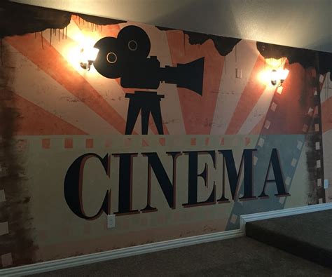Media Room Mural Cinema Wall Mural Hand Painted By Enhanced Space Room