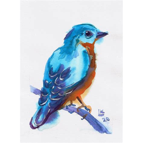 Blue Bird Fine Art Original Watercolor Bluebird Painting Etsy