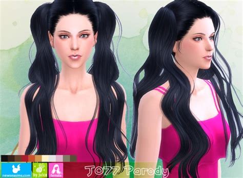 Newsea J 077 Parody Double Long Ponytails Hairstyle Sims 4 Hairs