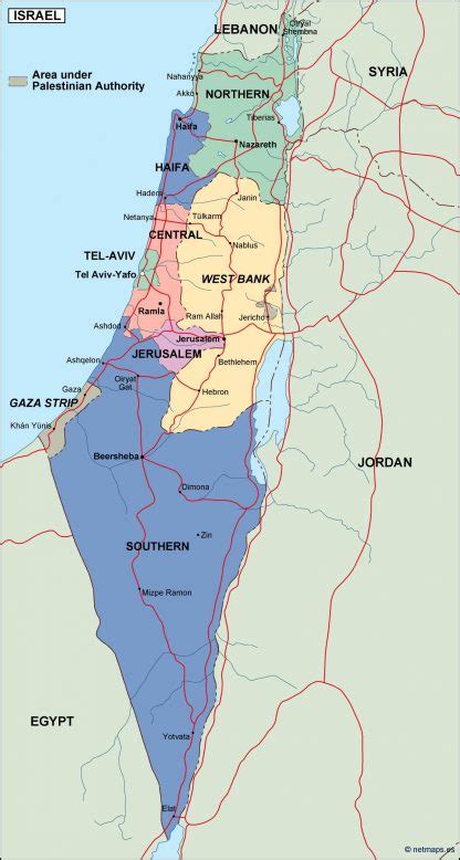 Israel Political Map Eps Illustrator Map Vector World Maps