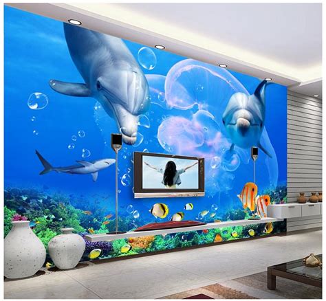 3d Wallpaper Wall Murals Custom Picture Mural Wall Paper Dolphin White