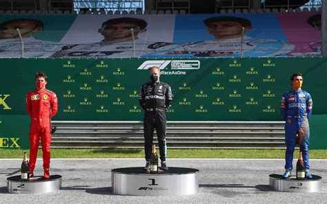 The terms podium position and podium finish are often used to describe drivers in the top three positions during the race, and at the finish respectively. F1 Podium Celebration - FIA Formula One Live Streaming