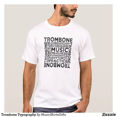 Trombone Typography T Shirt T Shirt Mens Tshirts Shirts