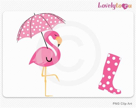 Pink Flamingo Clipart A Flamingo With Umbrella By Lovelytocu
