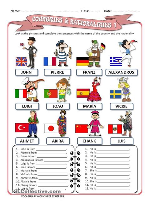 Countries And Nationalities 1 Ws Cours Anglais Mots Anglais Et