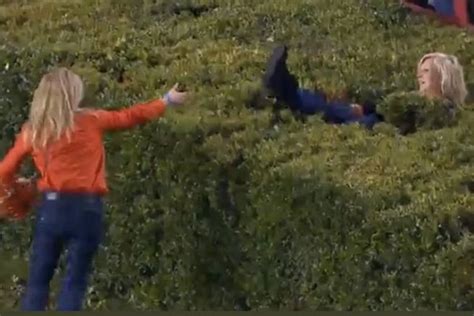 Watch Auburn Women Hilariously Get Stuck In Hedges Trying To Rush Field