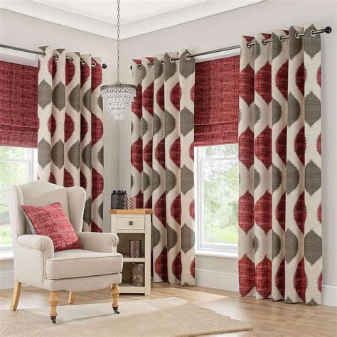 Morocco Red Eyelet Curtains Pattern Curtains Living Room Red And