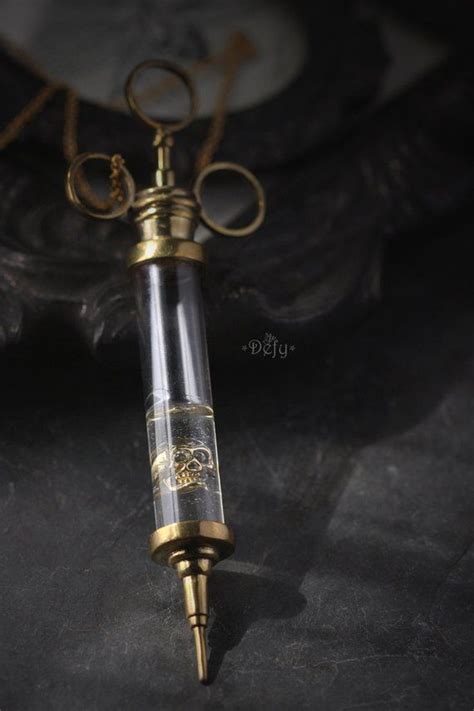 Syringe With Human Skull Necklace By Defy Cool Design Handmade