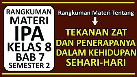 Rangkuman Materi Ipa Kelas K Bab Tekanan Zat Dan Penerapan Dalam