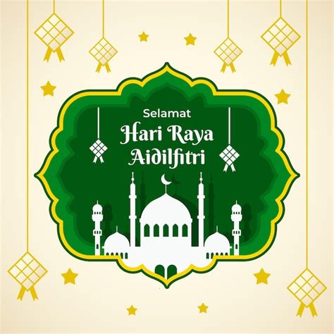 Free Vector Flat Eid Al Fitr Hari Raya Aidilfitri Illustration