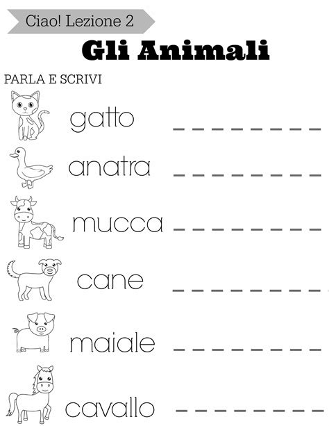 Free Printable Italian Worksheets Free Printable Templates