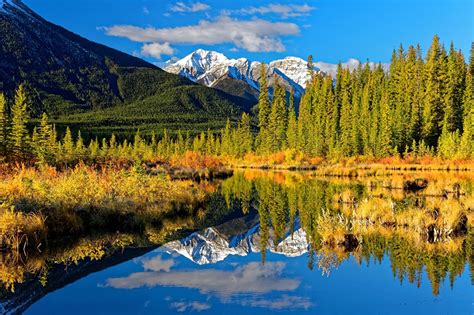 Desktop Wallpapers Banff Canada Alberta Nature Autumn Mountains Lake