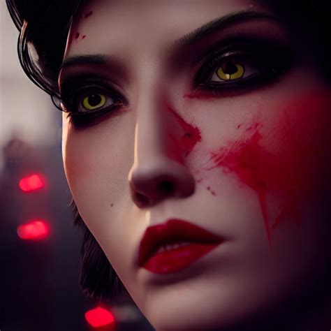 Vampire Lady Glamorous Red Dress Red Eyes Lipstick Midjourney