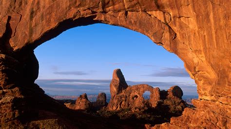 View Through North Window To Turret Arch Arches National Park Utah