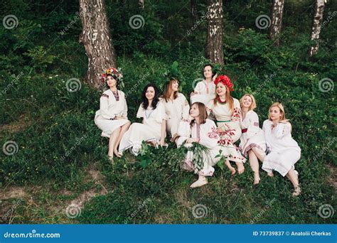 Young Pagan Slavic Girl Conduct Ceremony On Midsummer Stock Image