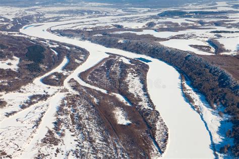 Oka River Russia In Winter Top View Stock Image Image Of