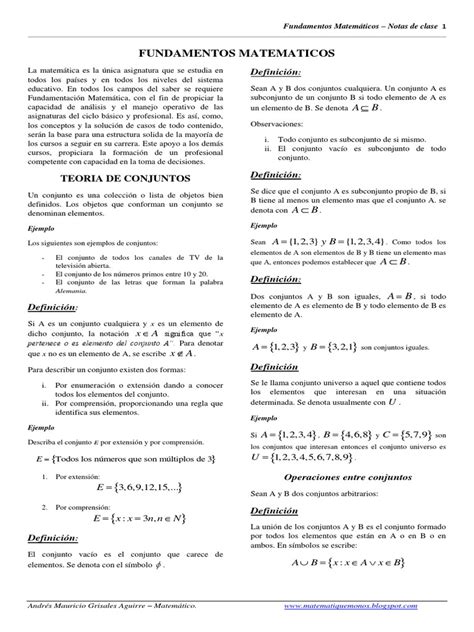 Fundamentos Matematicos Conjunto Matemáticas Lógica Matemática