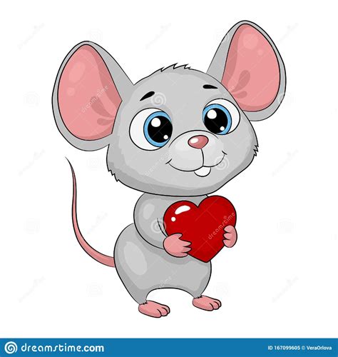 illustration about cute cartoon mouse with a heart greeting card vector illustration