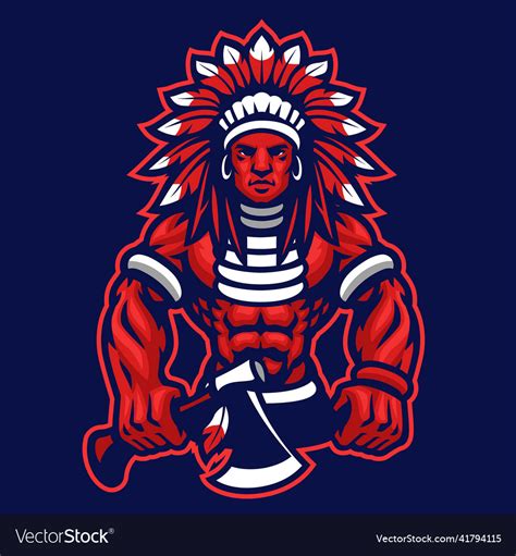 Indian Chief Warrior Mascot Logo Royalty Free Vector Image