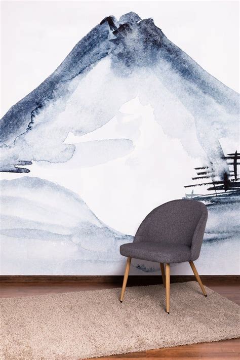 View Of Mount Fuji Removable Wallpaper Mountain Mural Hill Etsy