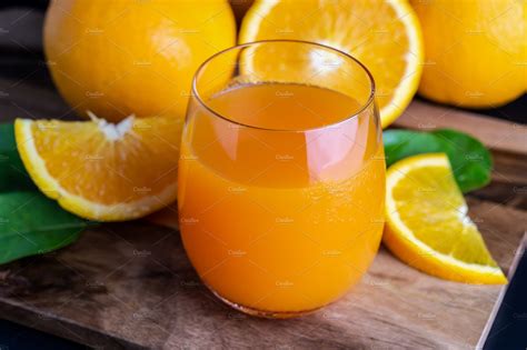 Glass Of Orange Juice Featuring Closeup Sweet And Natural Food