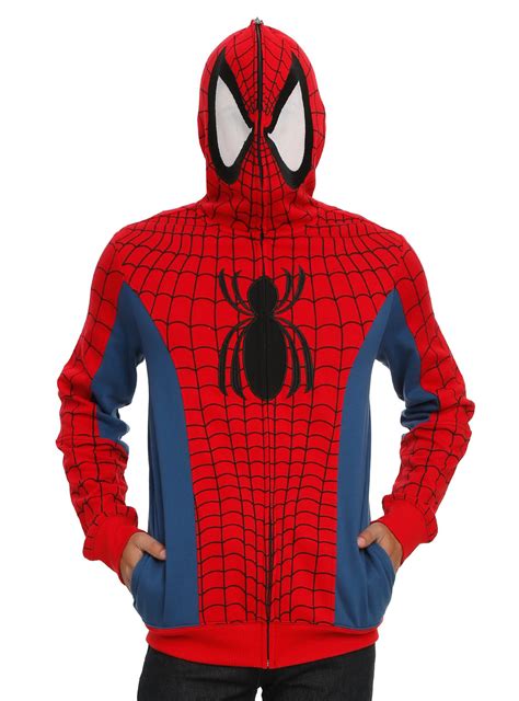 Spider Man Full Zip Costume Hoodie Mens At Mighty Ape Nz