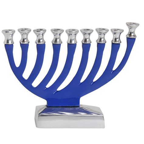 Blue Aluminum Hanukkah Menorah