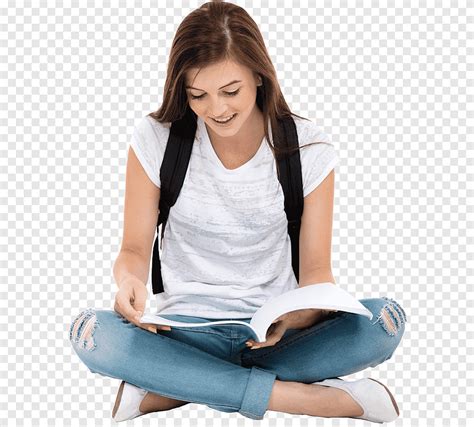 Woman Sitting Reading Book Student Reading Book Education College