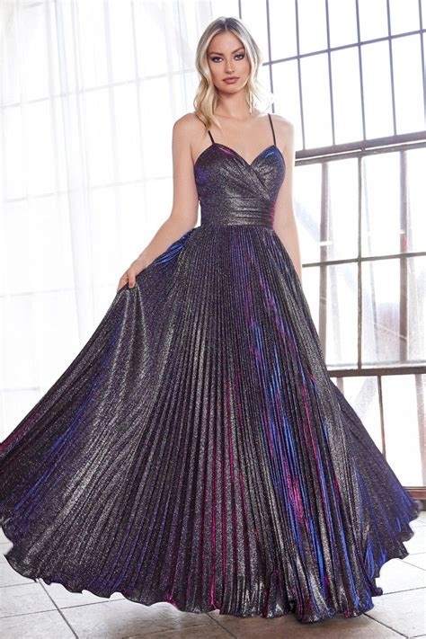 Cinderella Divine Ch221 Pleated V Neck Empire Glitter Dress Glitter