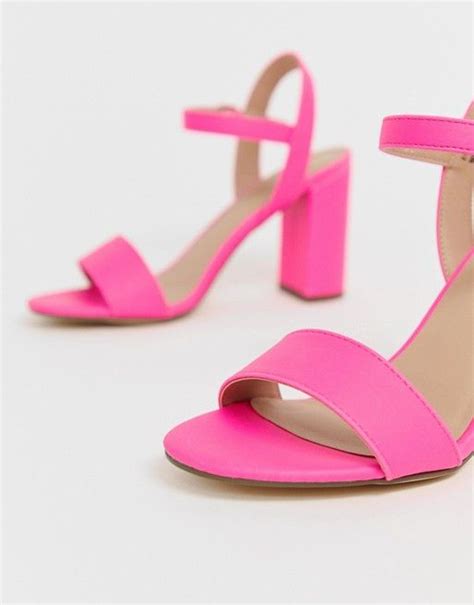 New Look Block Heel Sandal In Neon Pink Asos Bright Pink Heels Neon Pink Heels Pink