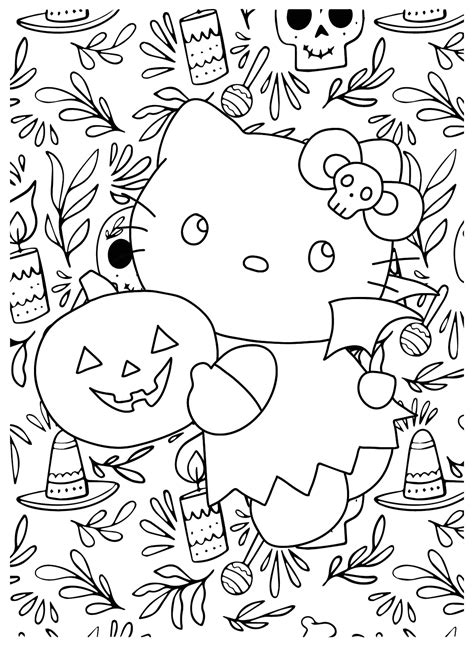 Coloring Pages Of Hello Kitty Halloween Free Printable Coloring Pages