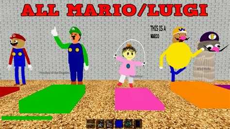All Marioluigi Characters In Roblox Baldis Basics Youtube