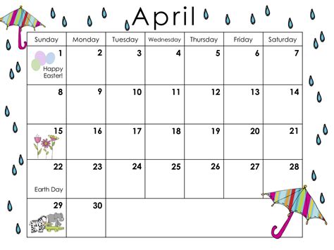 April Calendar Cool Calendars Calendar Little Learners