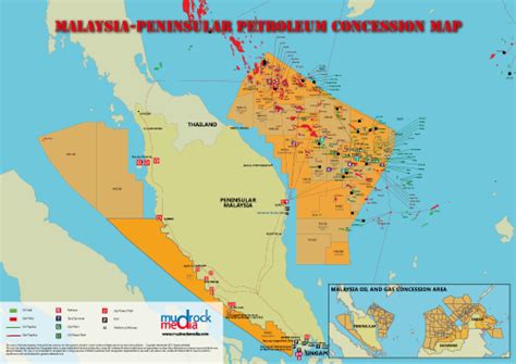 Malaysia Peninsular Oil And Gas Map A4 Size