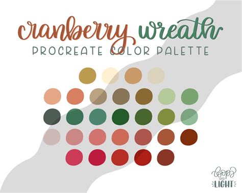 Cranberry Wreath Color Palette Procreate Palette Etsy