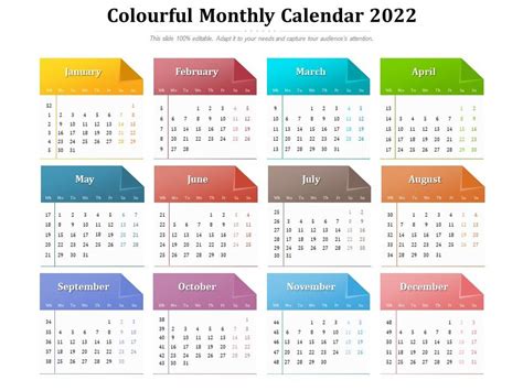 Colourful Monthly Calendar 2022 Presentation Graphics Presentation