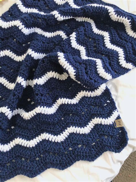 Crochet Baby Blanket Crochet Navy Baby Blanket Navy Blue Etsy