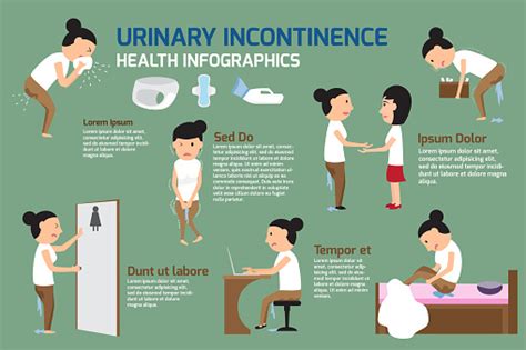 Urinary Incontinence Infographic Elements Cartoon Character Details Of Women Urinary