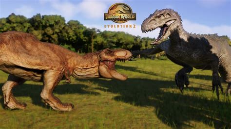 Indominus Rex Vs T Rex Battle Jurassic World Evolution YouTube
