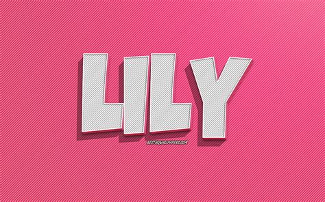 Lily Pink Lines Background With Names Lily Name Female Names Lily Greeting Card HD